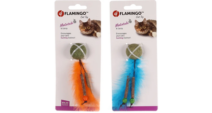 FLAMINGO Igračka za mačke Loptica Boleo, s perjem, Catnip&Matatabi, raznih boja