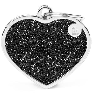 OUTLET MYFAMILY Shine Pločica za graviranje, Srce crna, Large 3,1x3,76cm