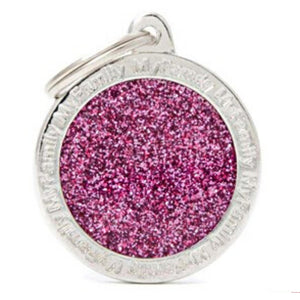 OUTLET MYFAMILY Shine Pločica za graviranje, Krug roza, Large 3,93x3,17cm