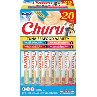CHURU Box krema za mačke, tunjevina i morski plodovi u četri vrste sosa, 20x14g