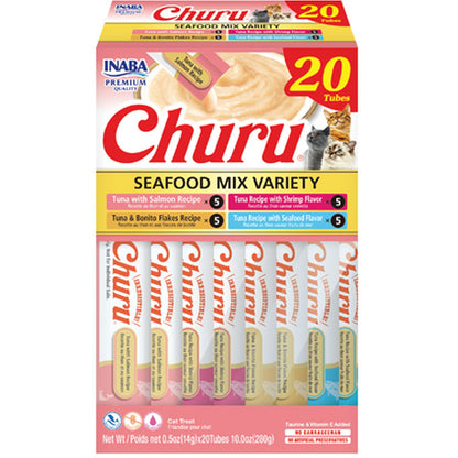 CHURU Box krema za mačke, morski plodovi u četri vrste sosa, 20x14g