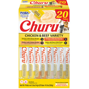 CHURU Box krema za mačke, piletina i govedina u četri vrste sosa, 20x14g
