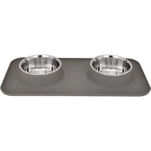 OUTLET Mr. PET DoubleDiner Činija sa silikonskom podlogom, 2x320ml, 11,8cm, Siva
