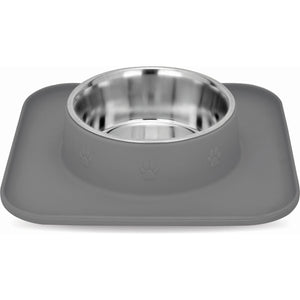 OUTLET Mr. PET SingleDiner Činija sa silikonskom podlogom, 540ml, 14,2cm, Siva