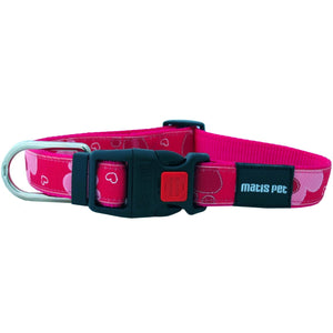 MATIS Ogrlica za pse sa plast kopčom MatisDesign Roze Srca 2,5cm/40-62cm