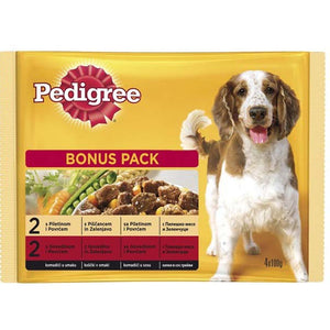PEDIGREE Multipack za pse Adult Piletina i Govedina s povrćem u sosu 4x100g