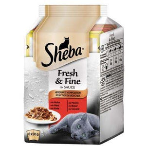 SHEBA Fresh&Fine Multipack za mačke Izbor mesa u sosu, 6x50g