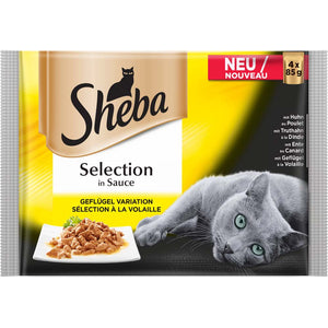 SHEBA Selection Multipack za mačke Izbor živine u sosu, 4x85g
