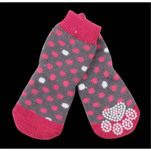 PAWISE Čarapice za pse, antislip, Crvene s tačkicama, 4kom