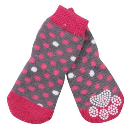 PAWISE Čarapice za pse, antislip, Crvene s tačkicama, 4kom