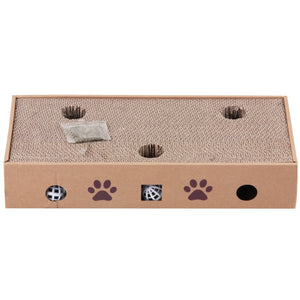 PAWISE Grebalica za mačke 2u1, kartonska, s lopticama i catnipom, 49x21x9,5cm