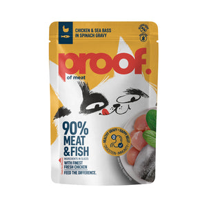 PROOF Sos za mačke 90% mesa, s piletinom, brancinom i spanaćem, 85g