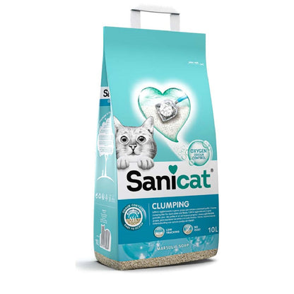 SANICAT Marseille soap grudvajući mineralni posip za mačke, s mirisom, 10L