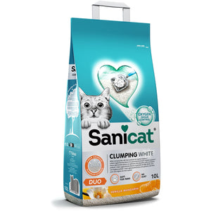 SANICAT Active White Vanila grudvajući mineralni posip za mačke, s mirisom, 10L