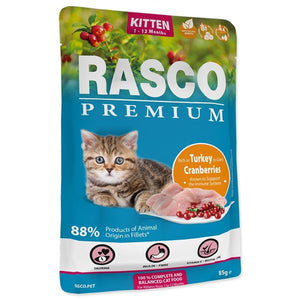 RASCO Premium KITTEN, fileti u sosu s ćuretinom i brusnicom, 85g