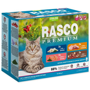RASCO Premium Sterilized, fileti u sosu losos/bakal/pačet/ćuret (12x85g) 1020g