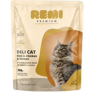 REMI Premium Deli, potpuna hrana za mačke s piletinom i lososom