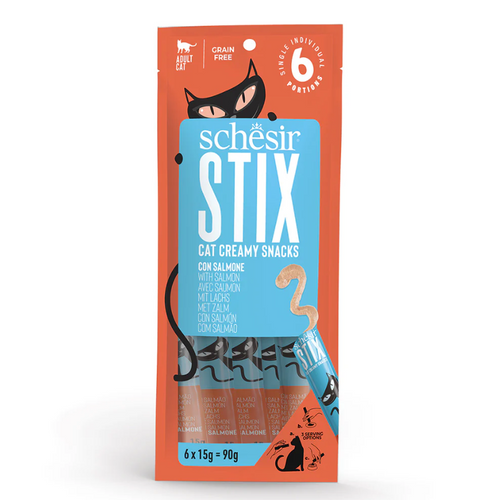 SCHESIR Stix Poslastica za mačke, krema s lososom, 6x15g