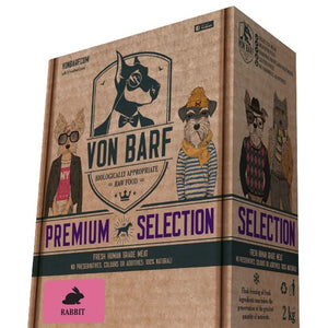 Von BARF Premium Selection, zečetina, sirova zamrznuta hrana za pse, 8x250g
