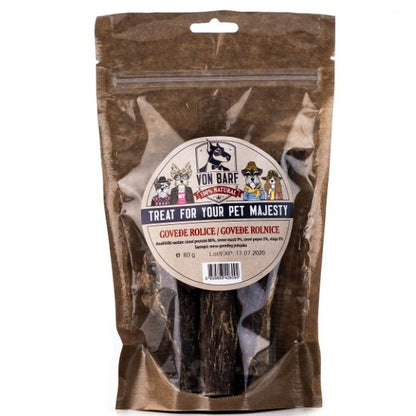 Von BARF Beef Rolls, žvakalica za pse, goveđe rolnice, 80g