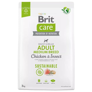 BRIT CARE Sustainable, Adult Medium Breed, s piletinom i insektima