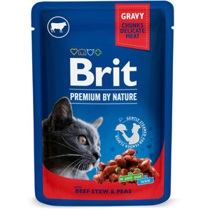 BRIT PREMIUM kesica, sočni komadići, goveđi paprikaš s graškom, 100g