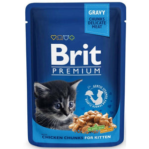 BRIT PREMIUM kesica, sočni komadići, KITTEN piletina, 100g