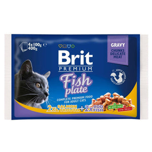 BRIT PREMIUM kesice, sočni komadići, riblji obrok, 4x100g