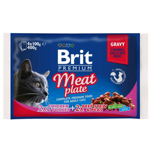 BRIT PREMIUM kesice, sočni komadići, mesni obrok, 4x100g