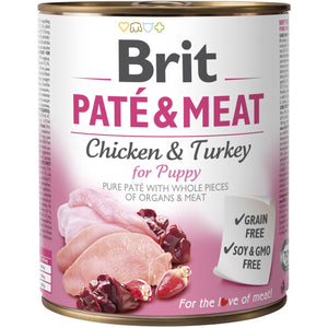 BRIT Pat & Meat PUPPY, s komadićima piletine u pašteti, bez žitarica