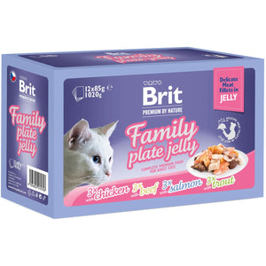 BRIT PREMIUM kesice, nežni fileti u želeu Family Plate, (12x85g) 1020g