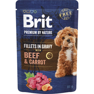 BRIT PREMIUM by Nature, fileti u sosu za pse, s govedinom i šargarepom, 85g