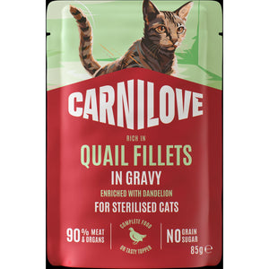 CARNILOVE mačke ster. kesica GRAVY prepelica sa maslačkom 85g