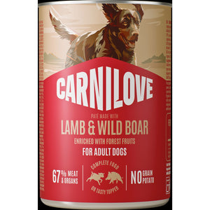 CARNILOVE psi konzerva pašteta jagnjetina i divlja svinja 400g