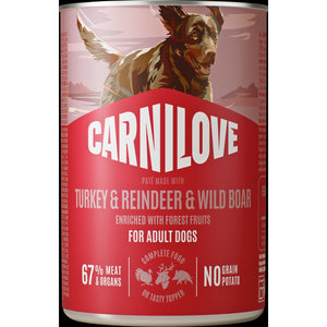 CARNILOVE psi konzerva pašteta divljač i irvas 400g