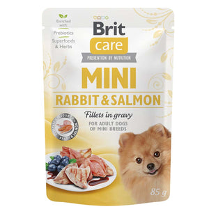 BRIT CARE Mini kesica, fileti u sosu sa zečetinom i lososom, 85g