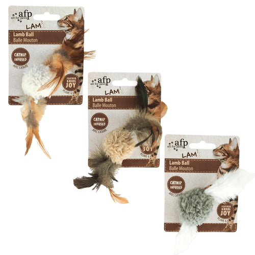 ALL4PAWS LambsWool Igracka za macke Lopta krzno, Catnip, 3cm, raznih boja
