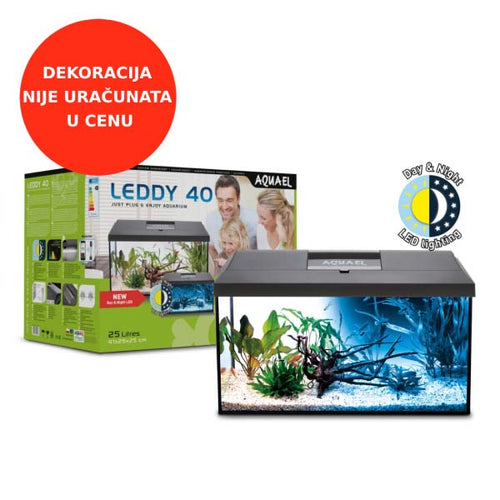 AQUAEL Akvarijum komplet Leddy Set D&N (41x25x25cm) - 25L, Crni