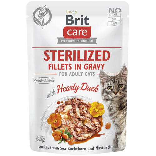 BRIT CARE Sterillized kesica, fileti u sosu s pacetinom, 85% mesa, 85g