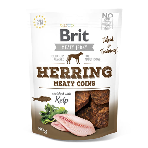BRIT Jerky Meaty Coins, mesni kolutici s haringom i piletinom, 80g