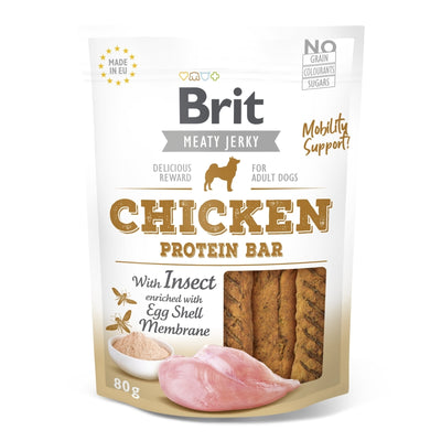 BRIT Jerky Protein Bar, proteinske plocice s piletinom i insektima, 80g