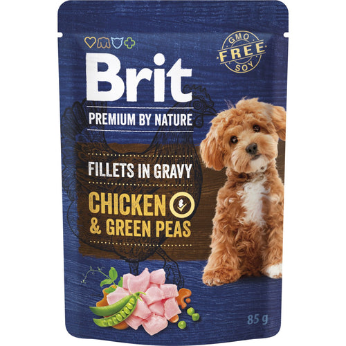 BRIT PREMIUM by Nature, fileti u sosu za pse, s piletinom i graskom, 85g
