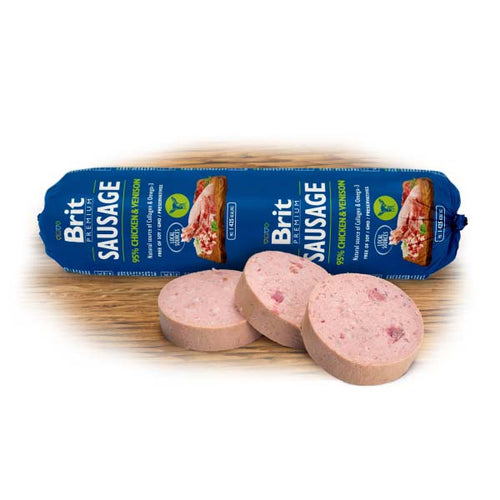 BRIT PREMIUM by Nature kobasica za pse, 95% mesa piletine i divljaci, 800g