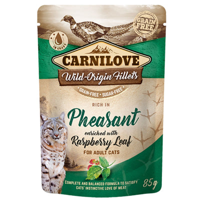 CARNILOVE Cat, fileti s fazanom obogaceni liscem maline, bez zitarica, 85g