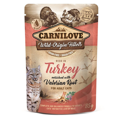 CARNILOVE Cat, fileti sa curetinom obogaceni valerijanom, bez zitarica, 85g