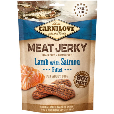 CARNILOVE Jerky Fillet, mesni fileti, jagnjetina i losos, bez zitarica, 100g