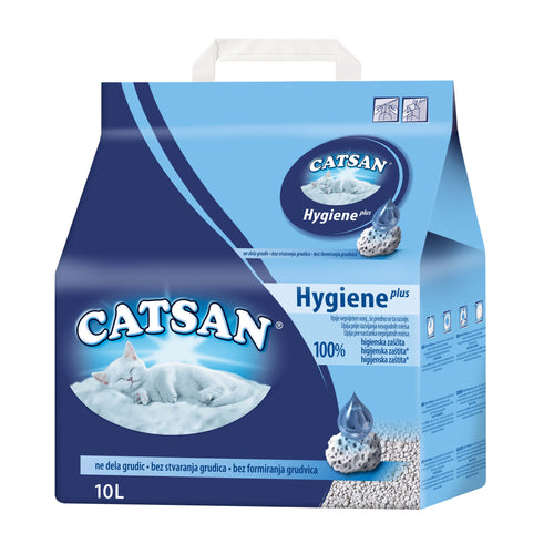 CATSAN Hygiene Plus upijajuci mineralni posip za macke, bez mirisa, 10L