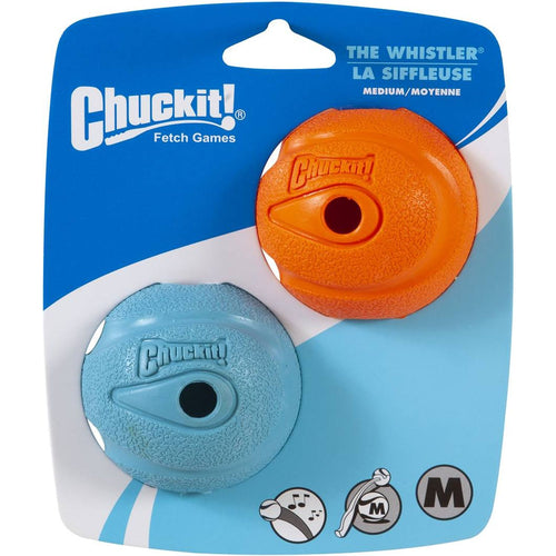 CHUCKIT! Igracka za pse Lopta The Whistler, zvucna, 2 kom, M, 6,5cm