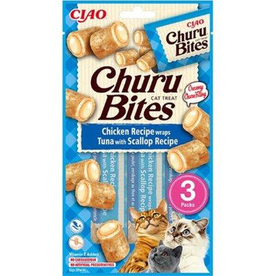 CHURU Cat Bites, rolnice, piletina i tunjevina, 3x10g
