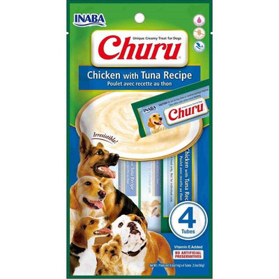 CHURU Dog Puree, krema, s piletinom i tunjevinom, 4x14g